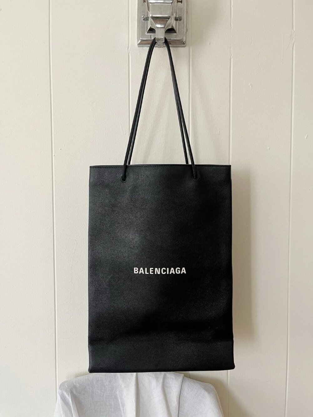 Authentic BALENCIAGA Black Leather Tote North-South